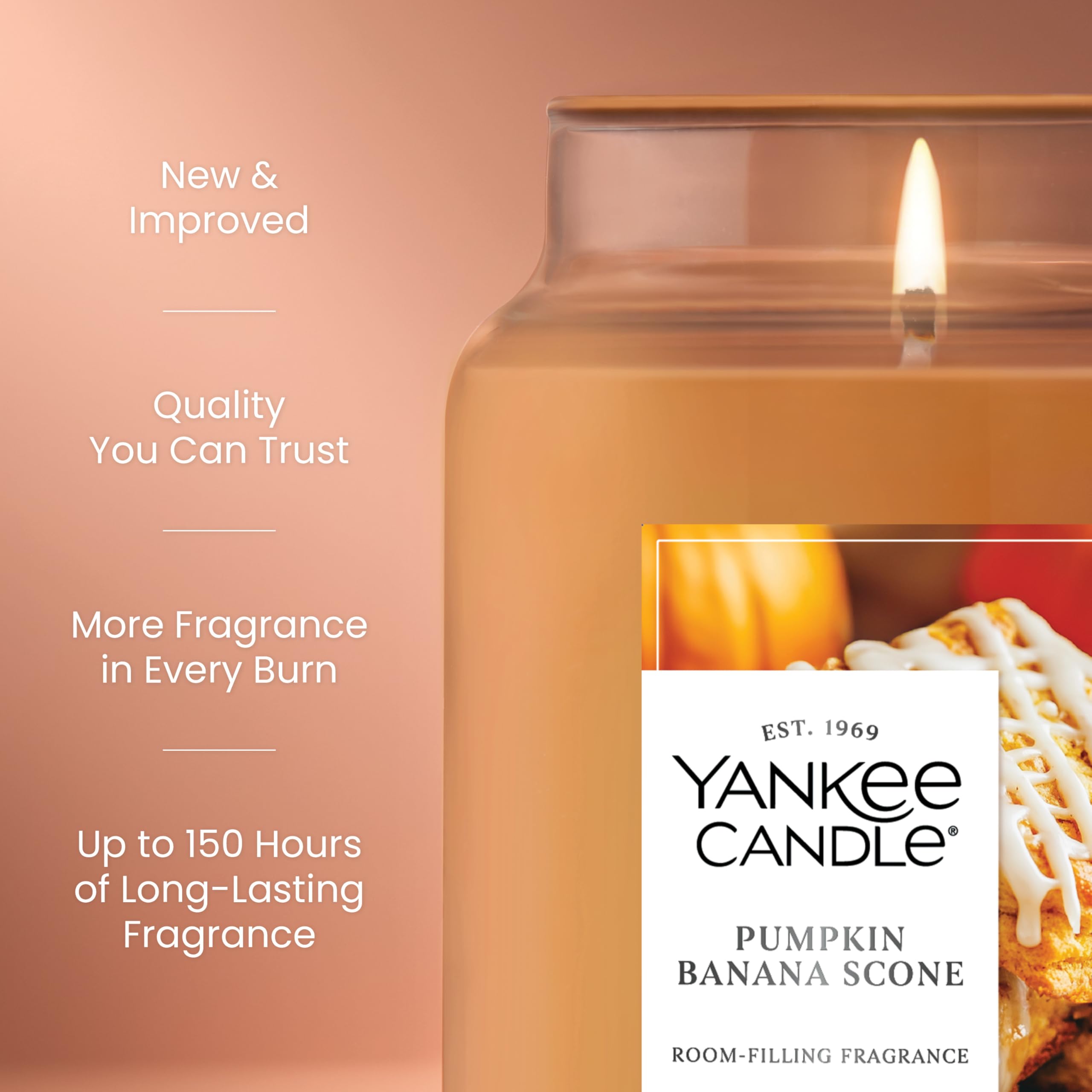 Yankee Candle Pumpkin Banana Scone, Herbstduftkerze, 625 ml, großes Glas mit bis zu 150 Stunden Brenndauer