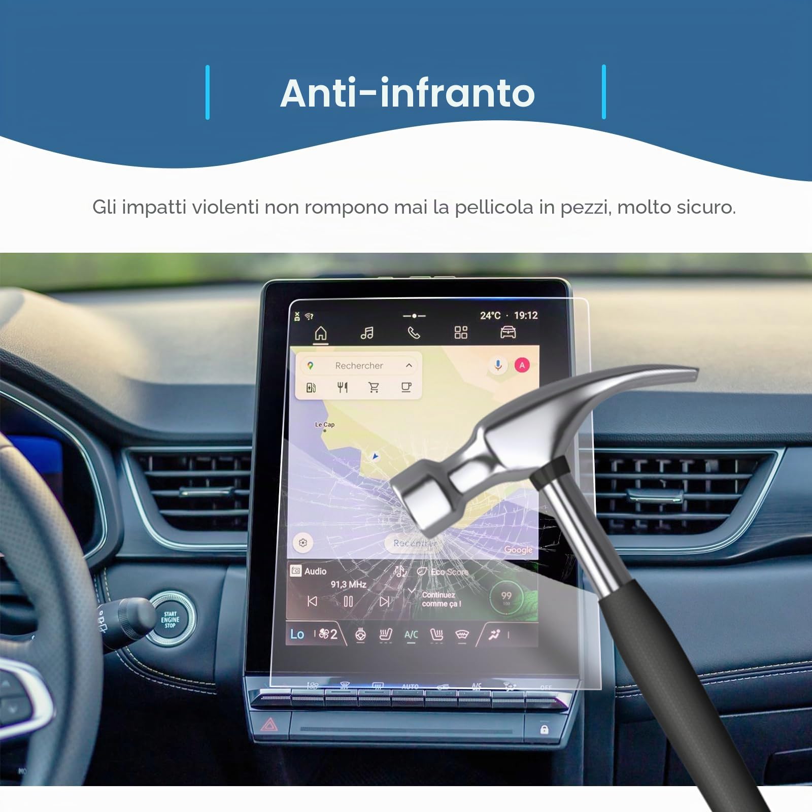 Pellicola Protettiva 10,4" Vetro Temperato 9H Antigraffio per Renault Captur 2 2025 2026 Symbioz 2025 2026 Openr Link