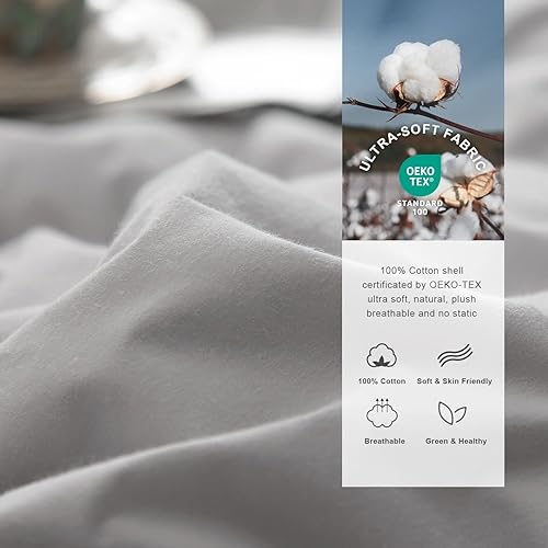 Miniatura 3 de Royoliving - Edredón de plumas de pato gris, pesado, tamaño individual, grueso, color gris, funda de 100 % algodón, apto para el invierno, con