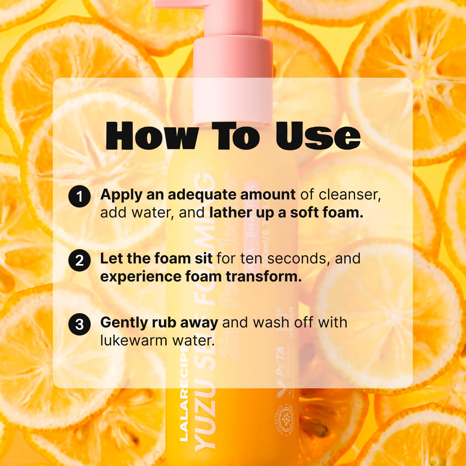 LALARECIPE Yuzu Self-Foaming 3-in-1 Facial Cleanser – Korean Daily Face Wash with AHA BHA PHA for Gentle Exfoliation and Pore Care – Hydrating Cleanser for Dry and Sensitive Skin (200ml/ 6.6 fl oz) - Image 8