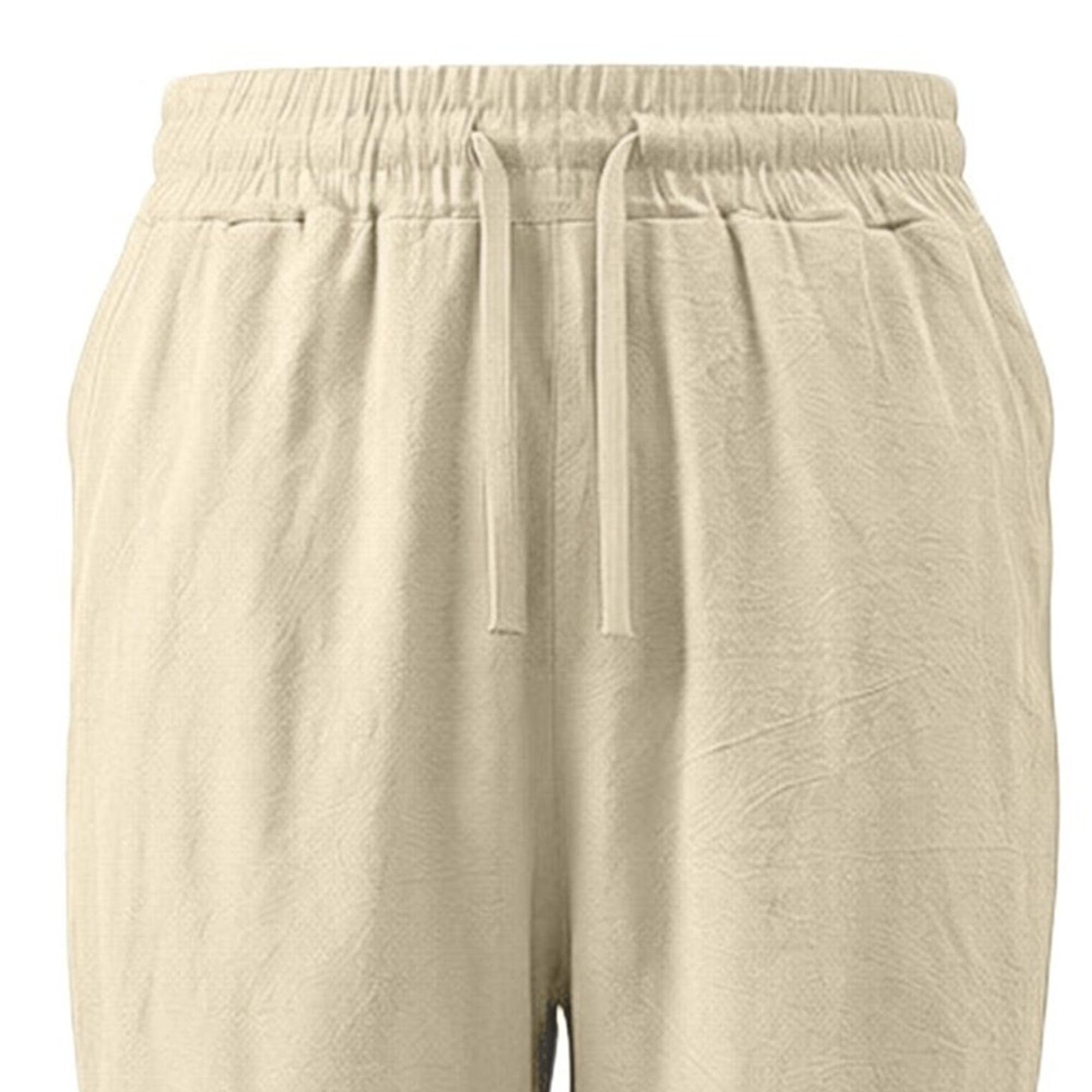 Herren-Hose aus Baumwollleinen, leger, Sport, gerades Bein