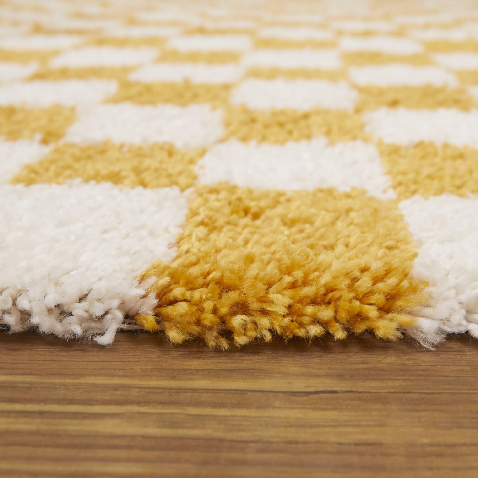 Balta Rugs Oslo Checkered Shag Rug, Yellow, 5' 3