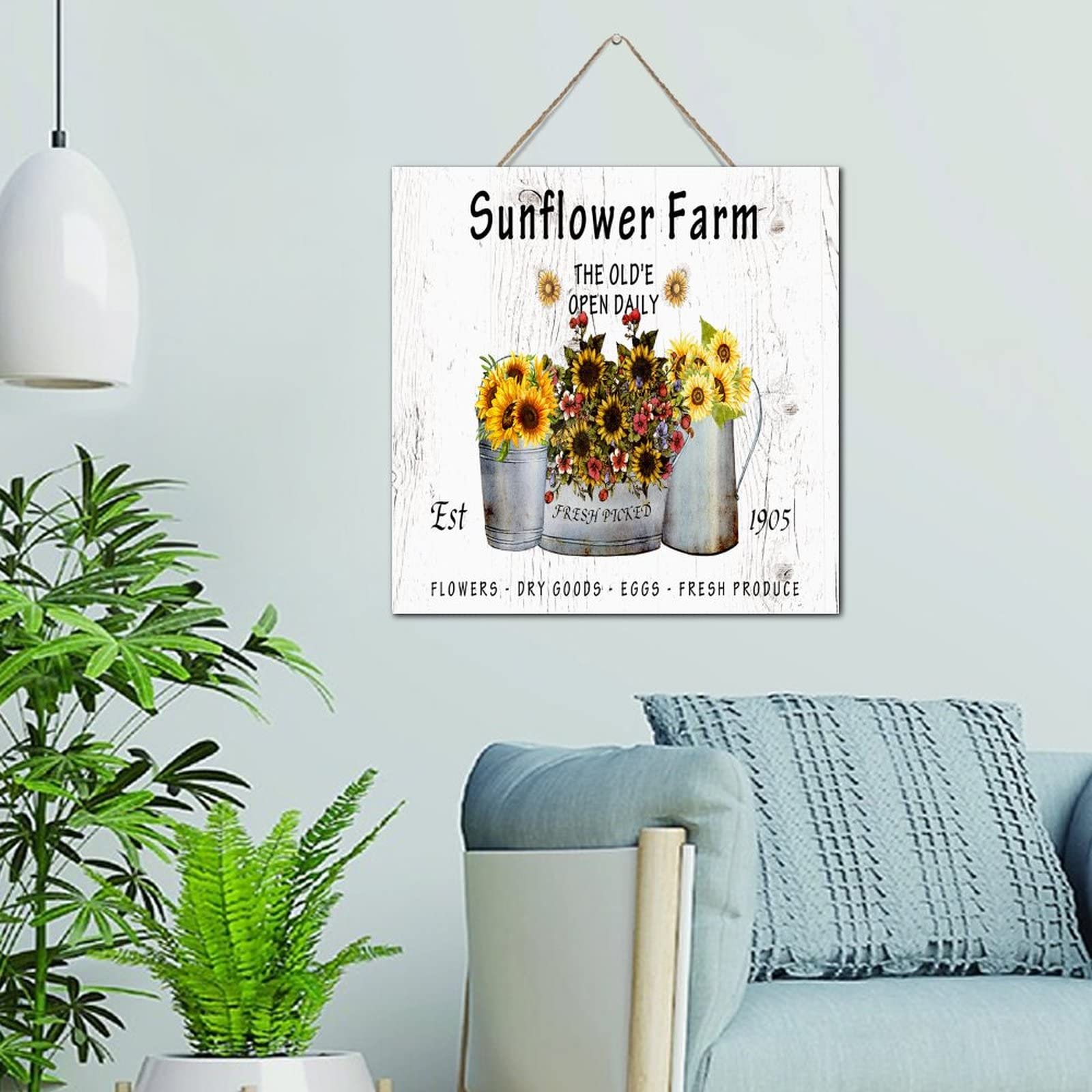 Décoration murale inspirante en bois de tournesol | Tableau de motivation 30x30 cm pour maison