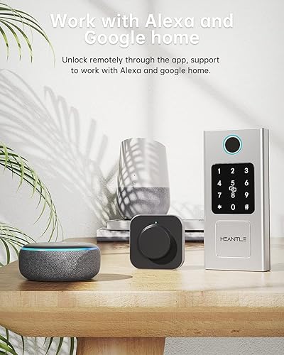 Miniatura 7 de Cerradura inteligente, entrada sin llave HEANTLE con huella digital, cerradura de puerta biométrica digital Bluetooth con teclados, cerraduras