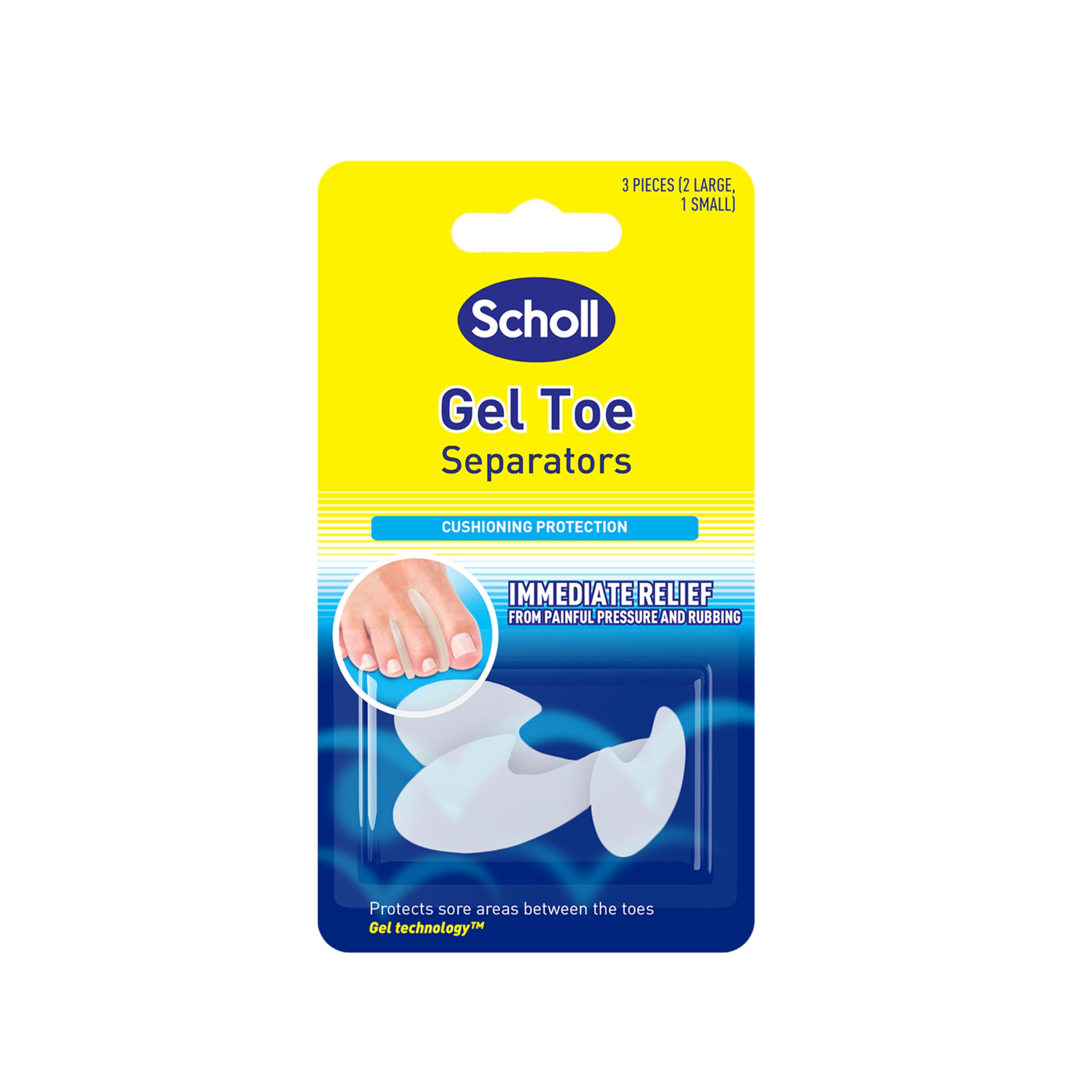 Scholl Gel Toe Separator - Immediate Pain Relief from Rubbing Between Toes, Toe Spacers, Ideal for Sore Spots, Corns and Blisters, Toe Separators for Overlapping Toes, Toe Straighteners for Bent Toes