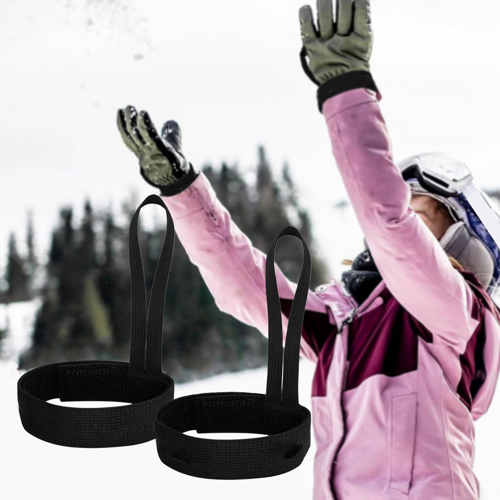 Générique Lot de 4 laisses de Gants de Ski réglables en Nylon, Sangles élastiques de Poignet avec Crochet pour Suspendre Les Gants, Sangle de Sport Universelle pour Le Ski, Le Snowboard et l'hiver