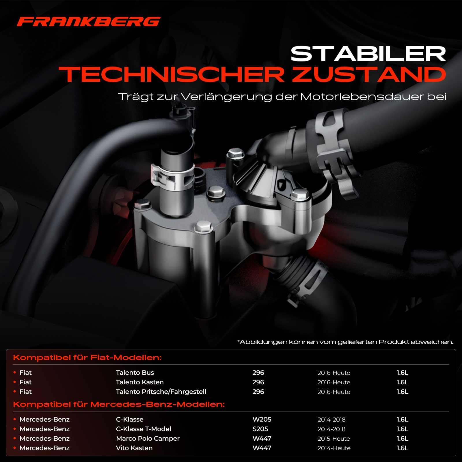 Frankberg Thermostat Kompatibel mit C-Klasse W205 C-Klasse T-Model S205 Espace V JR Fluence L3 Grand Scénic III JZ0/1 Grand Scénic IV R9 Kadjar HA HL Replace# 110600686R