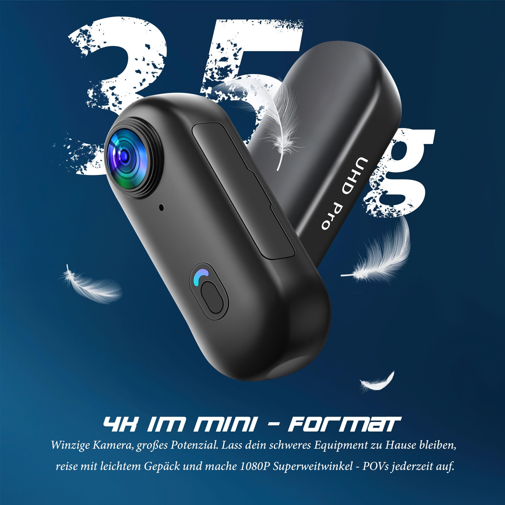 Mini Action Cam WiFi, cámara submarina 4K, resistente al agua hasta 30 m, manos libres, apto para cualquier lugar, cámara de casco de 360°, para motocicleta, bicicleta, bodycam, mini cámara