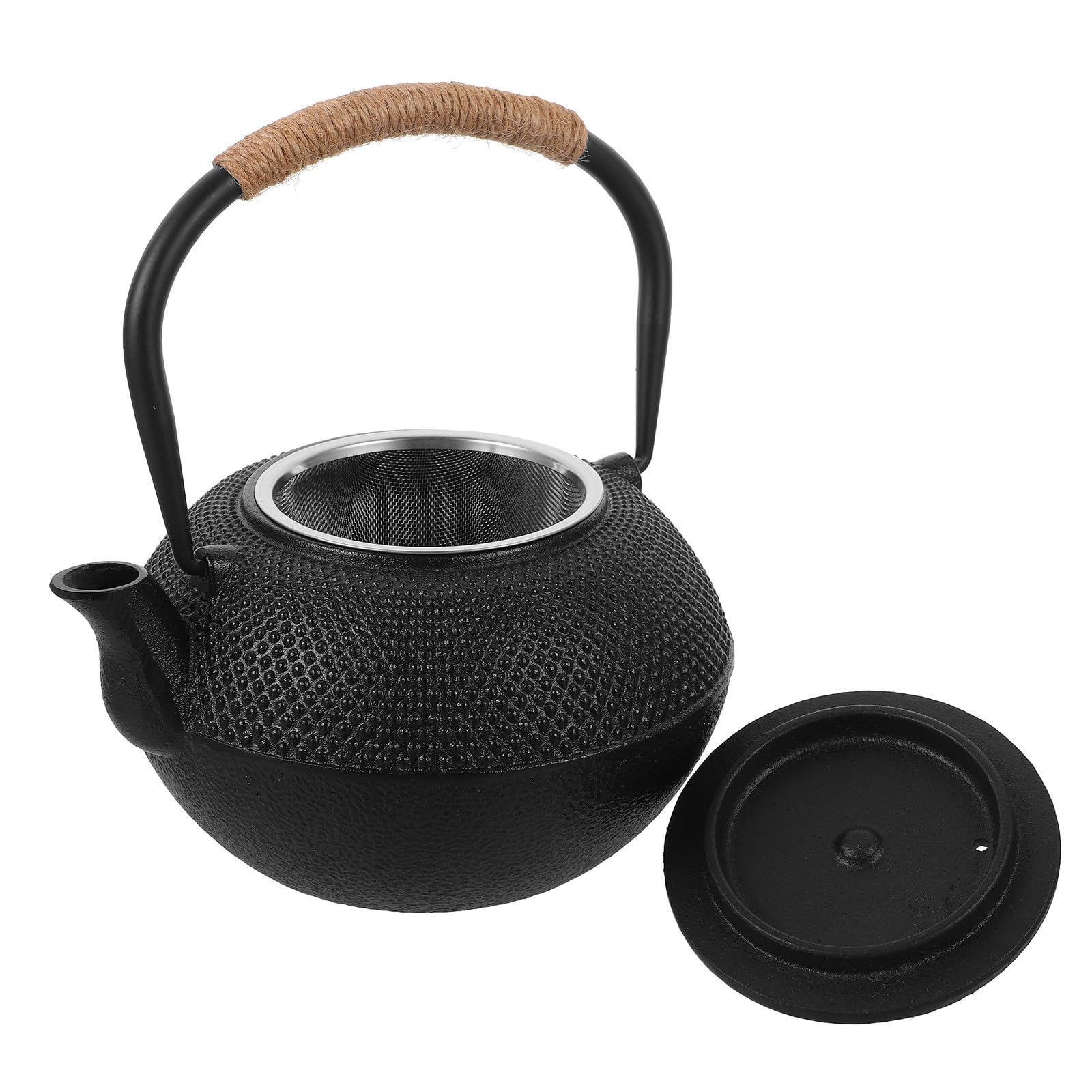 SOLUSTRE Théière en Fonte, Théière Japonaise 1200ml Noire avec Infuseur en Acier Inoxydable et Couvercle, Sûre pour Cuisinière, Déco de Table, Fêtes du Thé