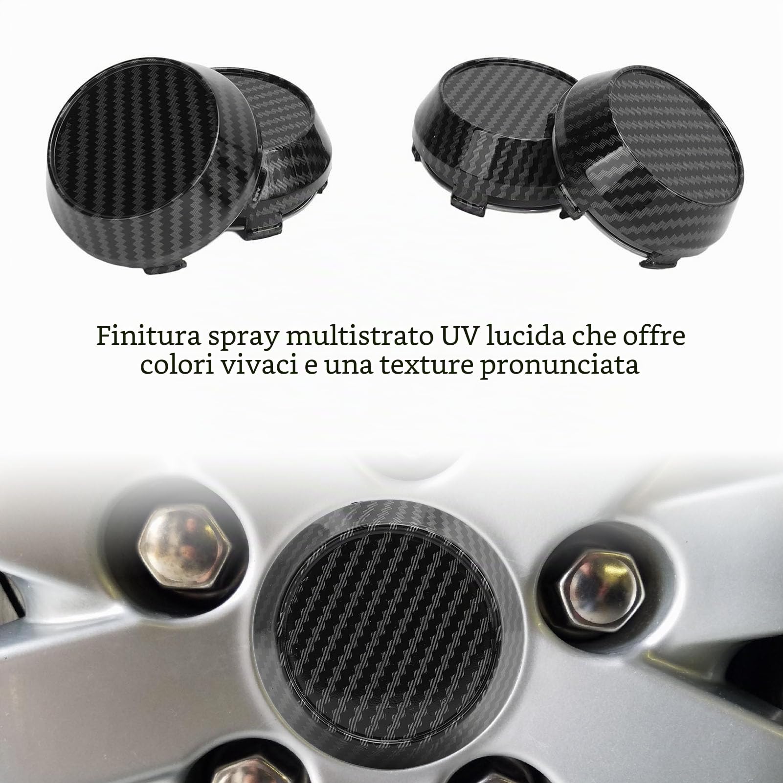 4 Pezzi Coprimozzi Universali in Fibra di Carbonio, ID 56mm OD 60mm, Coperture per Mozzi in Stile per Decorazioni Auto