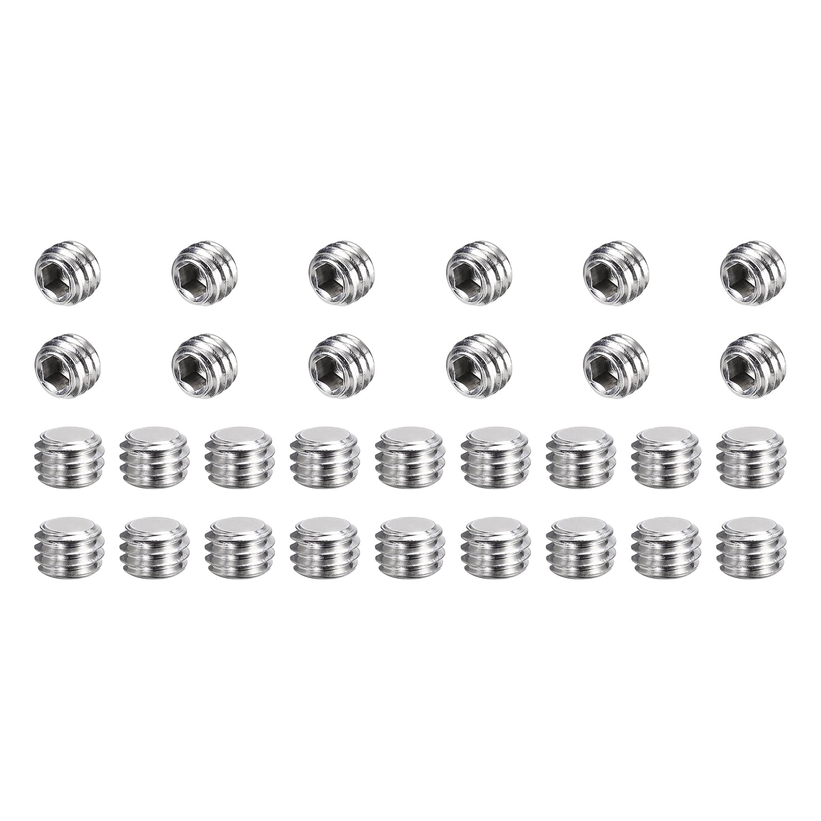 sourcing map 50 Pcs M6-1 x 4mm Grub Screws, 304 Stainless Steel Cup Point Allen Head Screws Internal Hex Socket Drive for Bathroom Fixtures Repair Furniture DIY Project