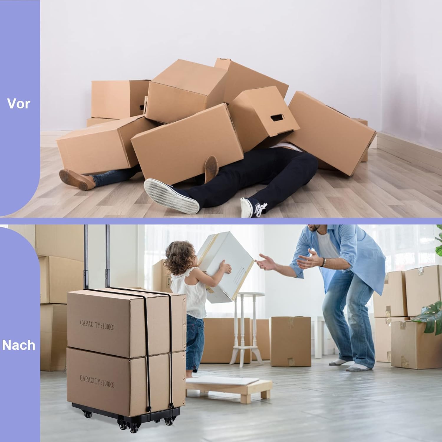 Sackkarre klappbarer mit 2 elastischen Seilen,200 kg Tragkraft