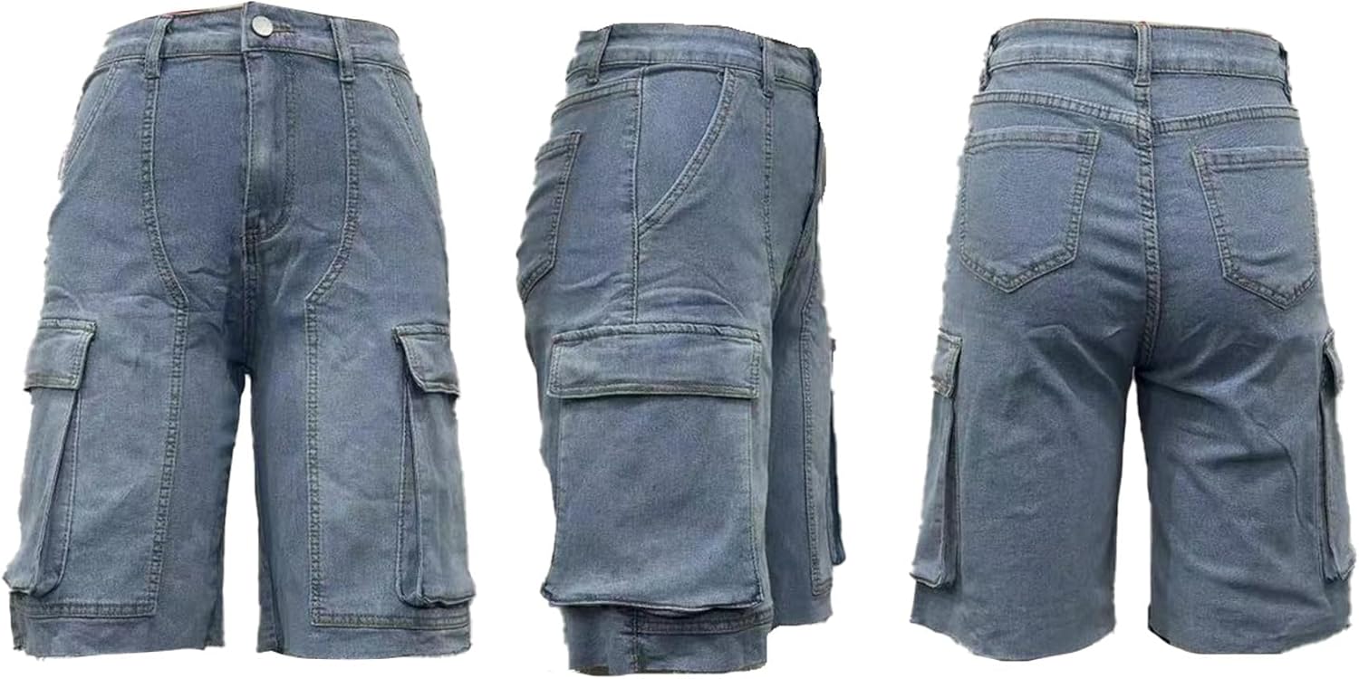 Unybwonn Women Denim Shorts High Waisted Distressed Straight Leg Cargo Shorts Casual Cargo Jean Shorts with Pockets - Image 6