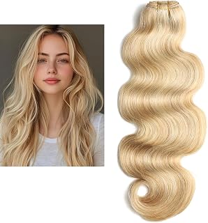 Tressen Hair Extensions Blonde Balayage 100% Virgin Remy Weaving Bundles 9A Highlights Honey Blonde Wavy P27/613# 14"