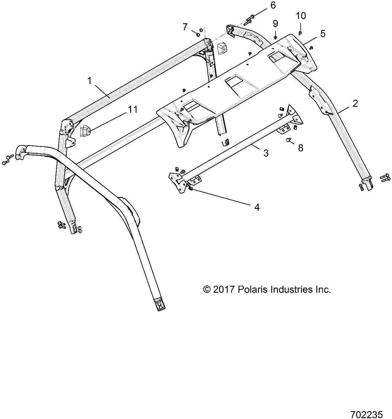 Polaris 1021279-458 Black Front Right Hand ROPS General XP Sport EPS Premium