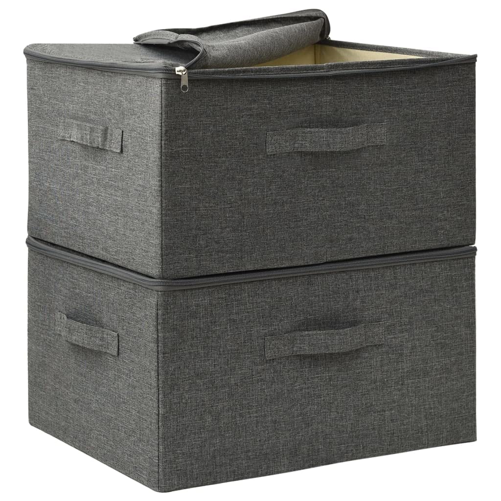 Aufbewahrungsboxen 2 Stück faltbar aus Stoff 43x34x23 cm Anthrazit, Kleiderschrank Organizer, Schminktisch Organizer, Aufbewahrung und Organisation, Organizer Schublade, Kiste