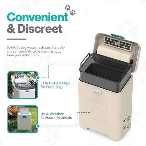Miniatura 2 de PawPail - Estación de basura para excrementos de perro al aire libre, filtro de aire de carbono y control de olores DualVent, contra rayos