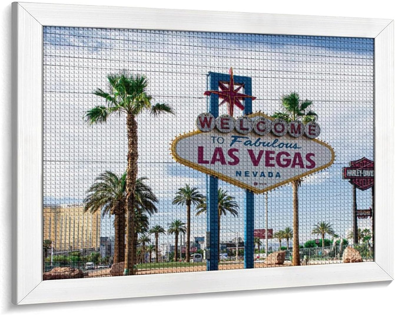 Las Vegas Printed Diamond 5D Painting Kits DIY Full Drill Crafts for Home Wall Decor 16x20 Inch White Wood 50 * 40cm