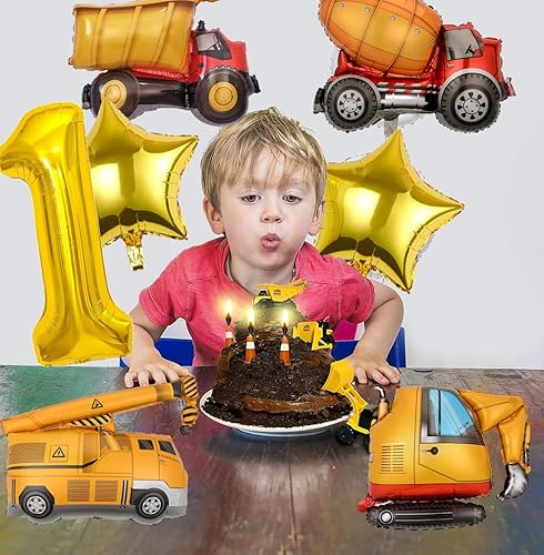 Miniatura 6 de Globos de camión de construcción, globos de aluminio para niños, decoración de fiestas de cumpleaños temáticas de camiones de construcción