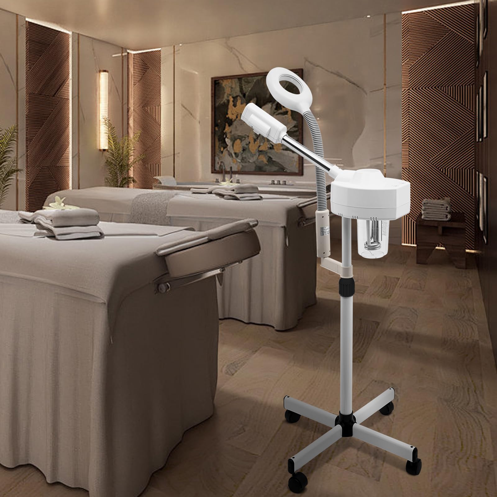 Parownik 2 w 1, lampa z lupą, gorąca lampa z lupą, streamer ozonowy z lampą UV Lanmp i zbiornikiem na wodę, do spa, salonu, piękna, wielofunkcyjna twarz