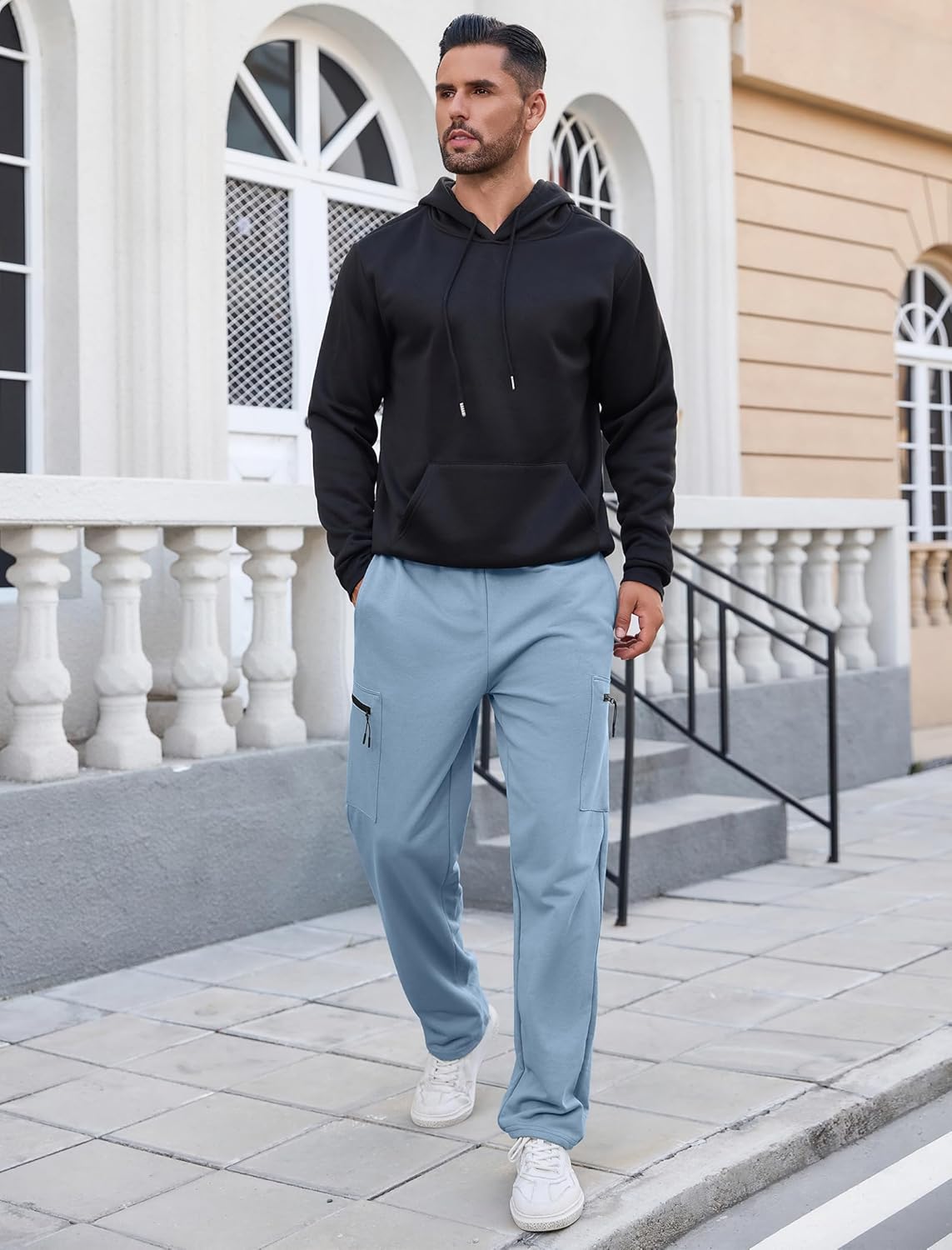 SILKWORLD Sweatpants for Men Zipper Cargo Pockets Joggers Open Bottom Casual Pants for Athletic, Jogging, Running, Workout - Image 4