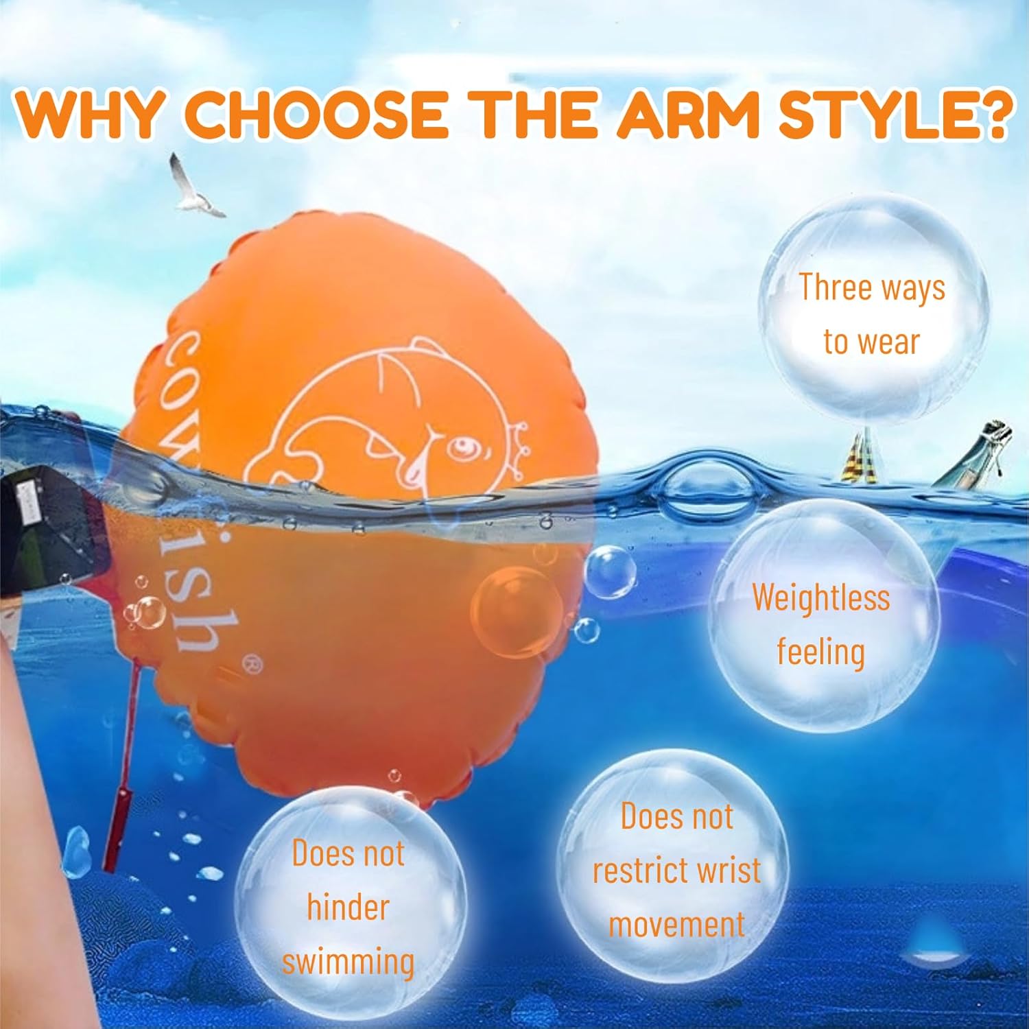 Anti Drowning Bracelet, Swimming Safety Device with Adjustable Size Wrist Band Diving Equipment Lifesaving Waistband for Adults Kids (Black)