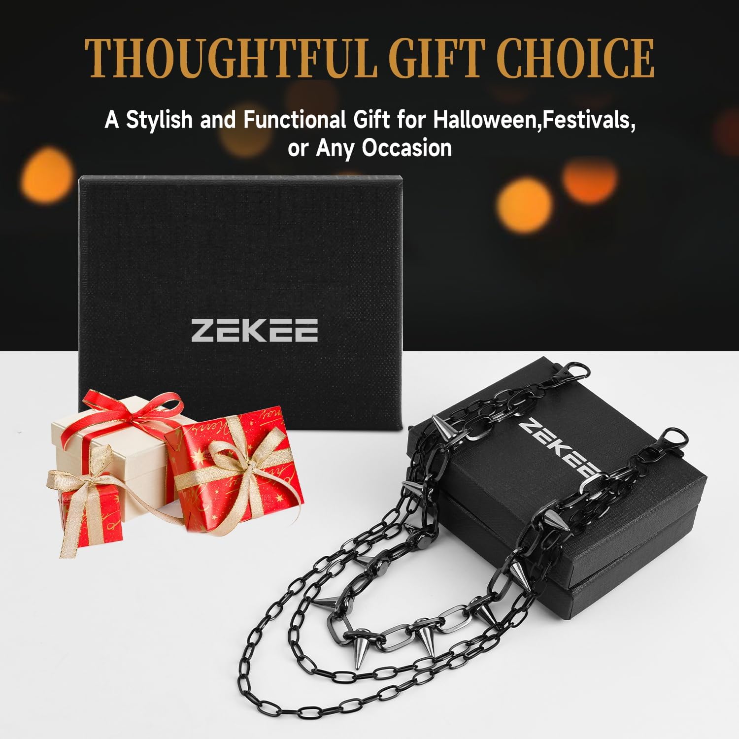 ZEKEE Wallet Chain Pants Hip Hop Punk Jeans Chain Goth Heavy Rivet Accessories for Women Men - Image 7