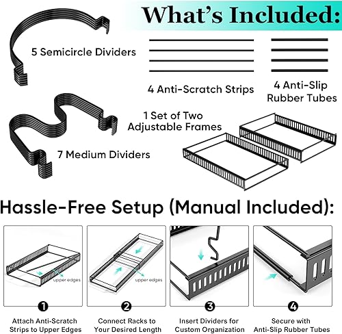 Miniatura 9 de AKSONMN Estante para ollas, organizador expandible para ollas y sartenes para gabinete, soporte para tapa de olla con 12 divisores ajustables,
