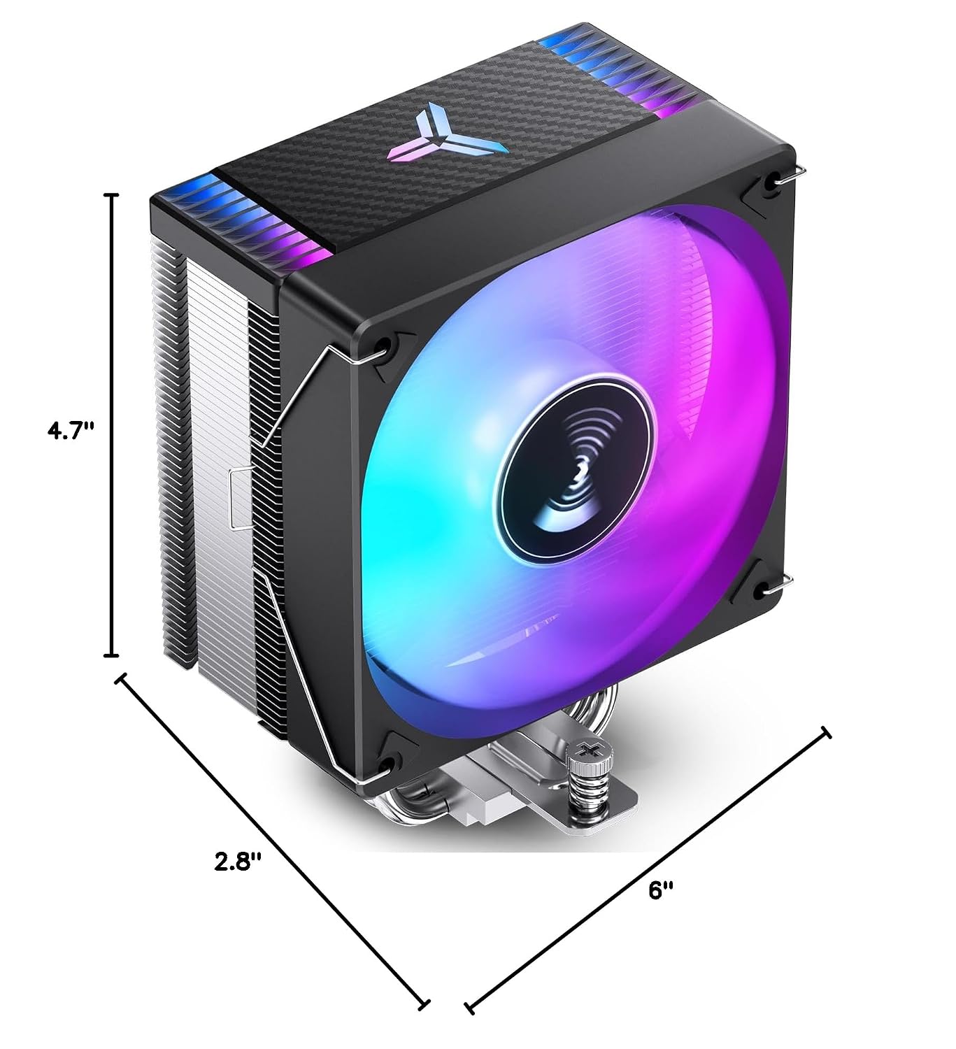 JONSBO CR1000 EVO Color CPU Cooler Black,Silent Series CPU Air Cooler,CPU Fan,RGB Automatic Light（4pin H154mm, 4 Copper Heat Pipe AM4/AM5/Intel LGA1851/1700,120mm PWM,Top Cover RGB, Black