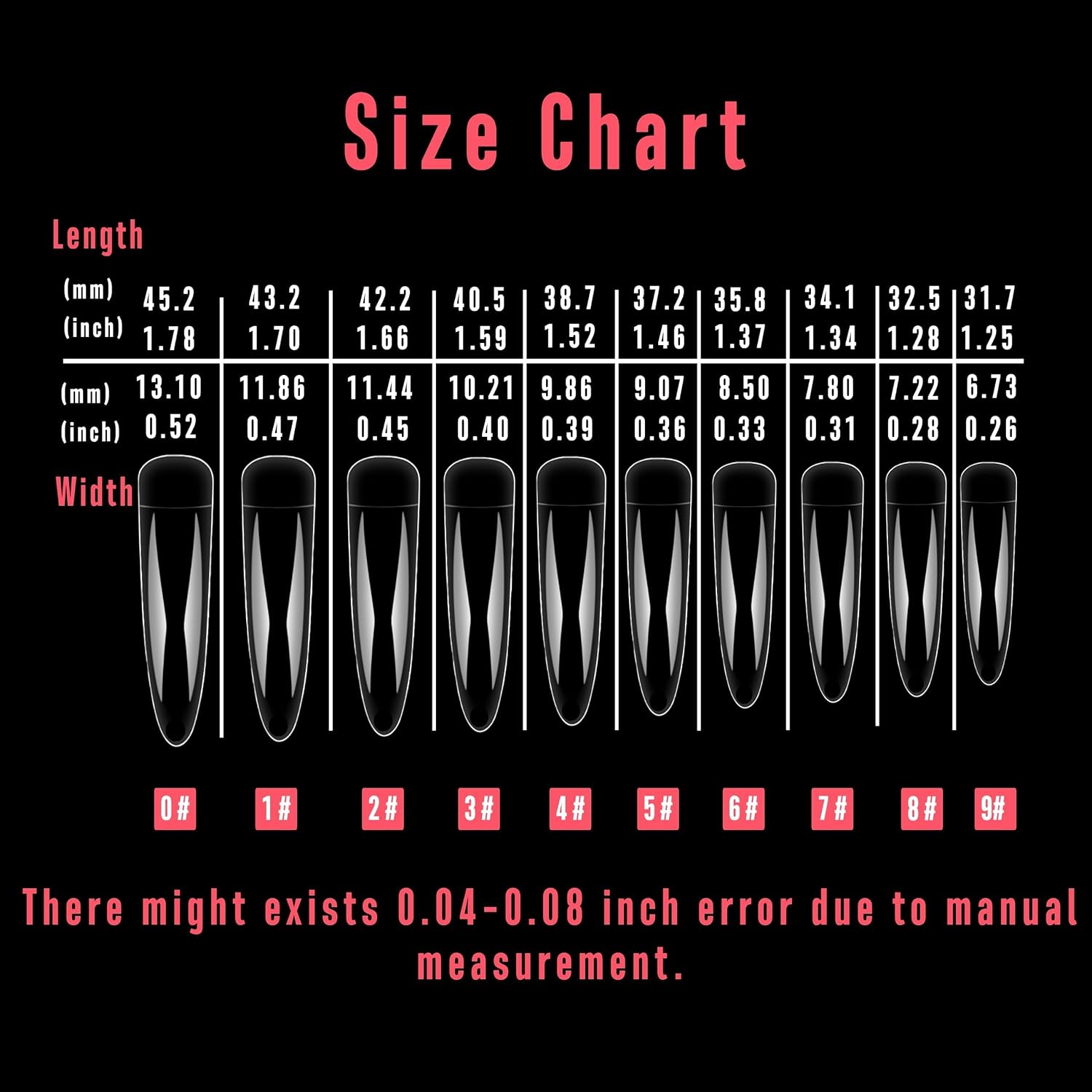 NOVO OVO Halloween 500 pcs Half Cover Extra Long Hawk Curved Stiletto/Almond Nail Tips, XXL 2XL Sharp False Nails for Acrylic, Clear QUEEN STILETTO CURVE Eagle Claw Gel Extension x 10 Sizes in Bag image 3