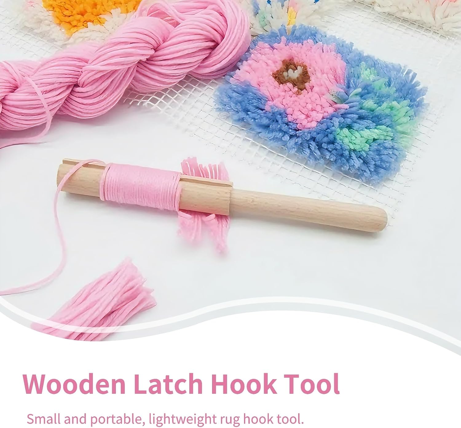 Yarn Cutter Tool, Handcraft Wooden Hook Tool Latch Yarn Cutter DIY Latch Hook Tool for Tapestry Carpet Rug Making DIY Embroidery Crafts
