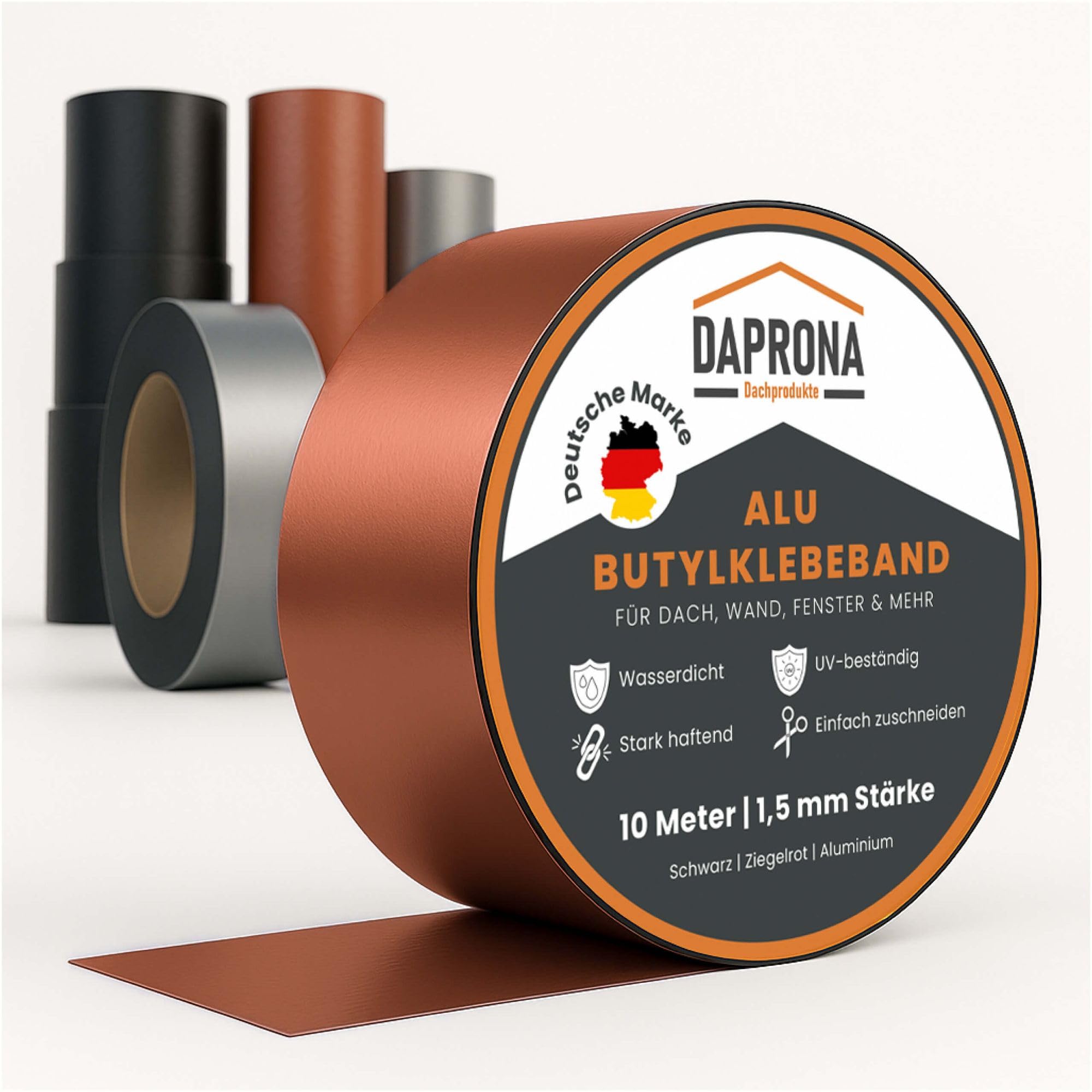 DAPRONA Butyl Tape, Armoured Tape 10m x 100mm, Brick red Aluminium Sealing Tape, Repair Tape, Sealing Tape Window Gutter, Waterproof, Heat-Resistant