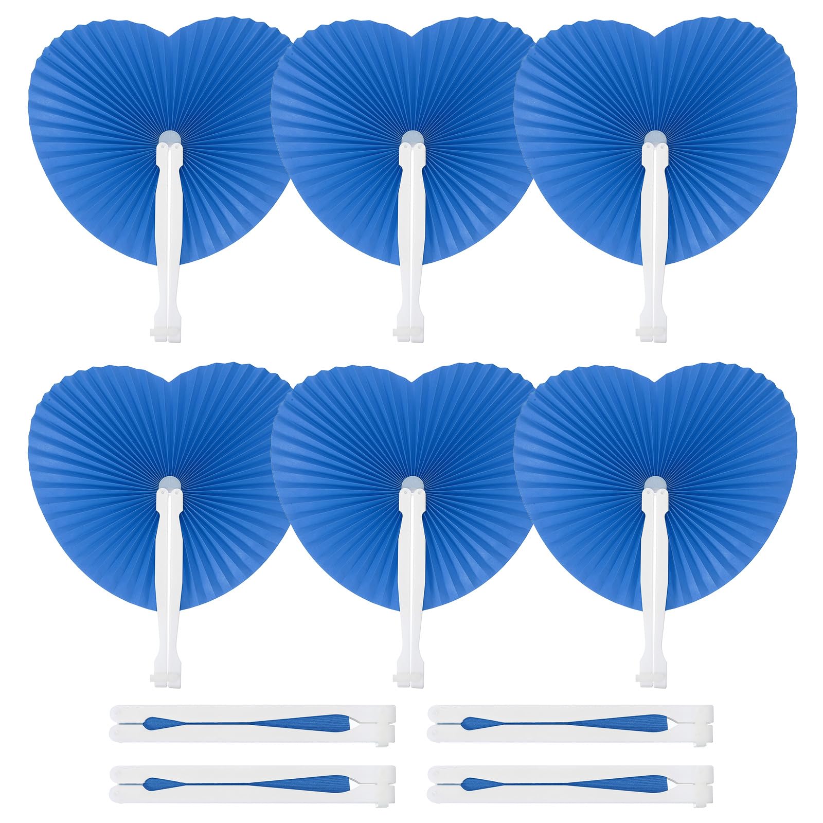 Eventail pliable papier bleu en coeur PATIKIL x20 pour decoration