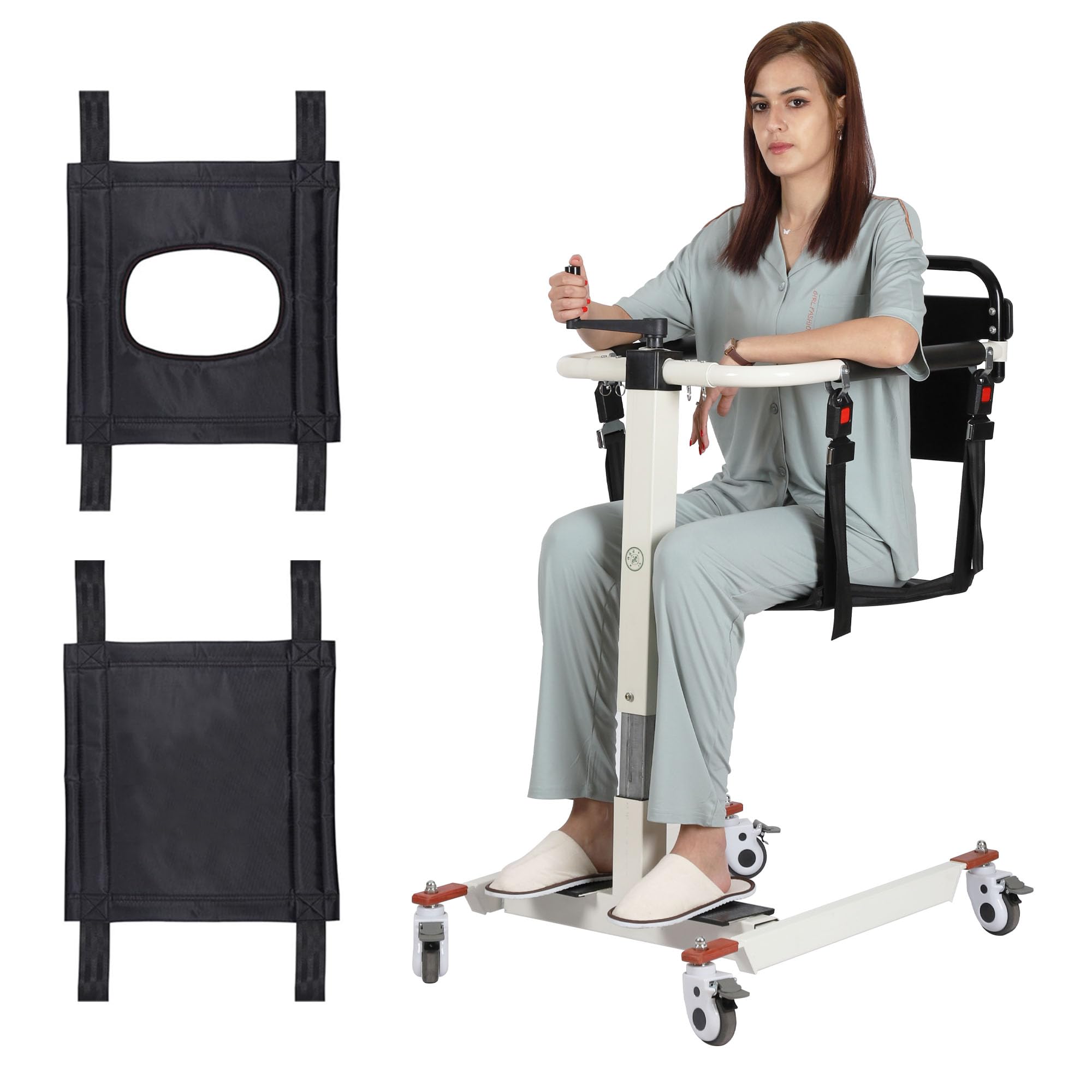 Patient Lift Transfer Chair - Portable, Adjustable Height, and Sturdy Steel Construction - Ideal for Caregivers of Elderly and Disabled Individuals | Home & Car Use (Upgrade)