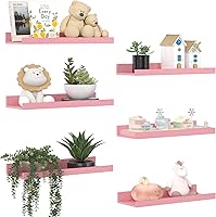 Vista 19 de upsimples Estantes flotantes para pared, estantes de pared para decoración y almacenamiento, juego de 6, estante de madera montado en la pared