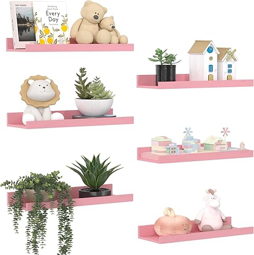 Miniatura 19 de upsimples Estantes flotantes para pared, juego de 6 estantes de pared para almacenamiento decorativo, estante de madera montado en la pared para