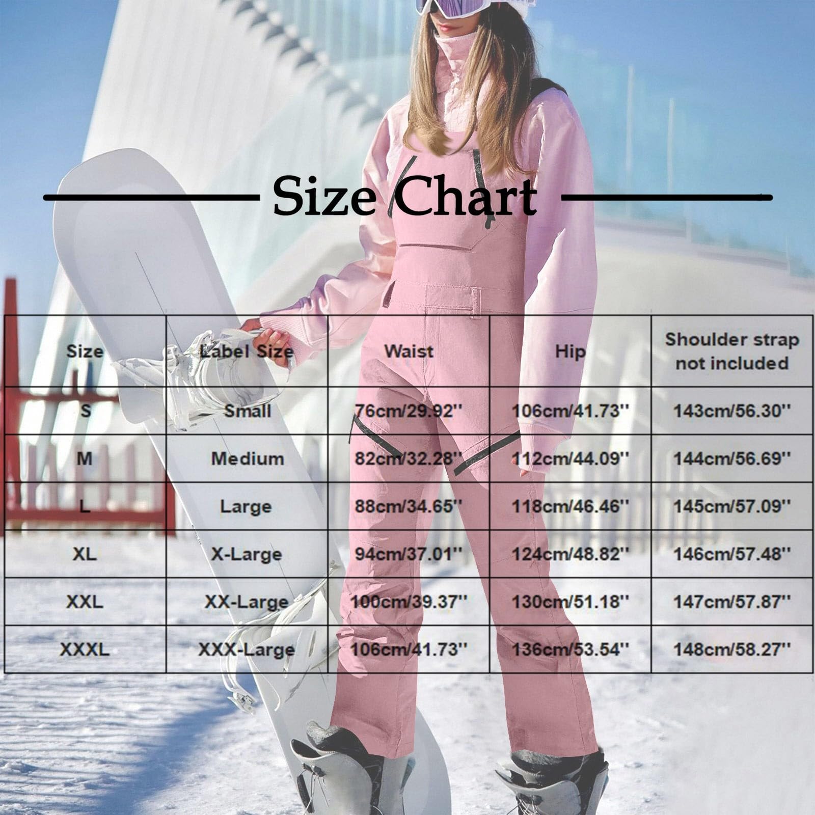 Damen-Ski-Latzhose, Baggy, Snowboardhose, Overall, wasserdicht, winddicht, ärmellos, Wärmedämmung, Ski, Snowborad, Overall, Winter, Einteiler, Straps-Latzhose