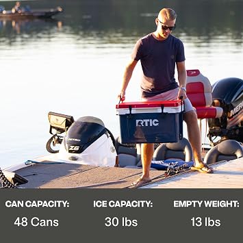 RTIC Ultra-Light 32 Quart Lightweight Hard Cooler, Insulated Portable Ice Chest 13 lbs, 48-Can Capacity, 5-Day Ice Retention, for Camping, Fishing, Beach, Boat, Picnic, Day Trip