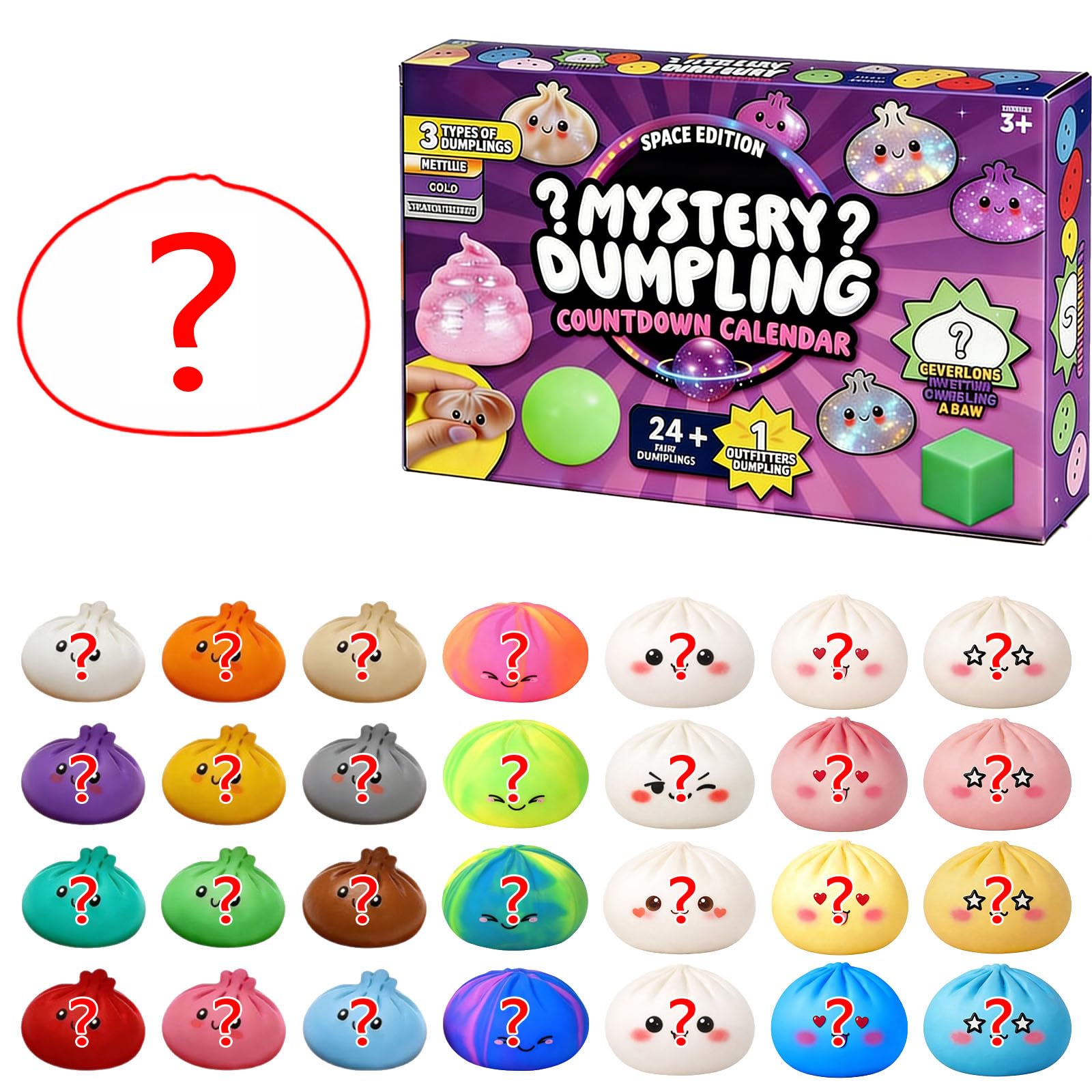 Dumpling Mystery Box Advent Calendar 2026, Anxiety Relief Bao Bun for Adults, Soft Surprise Mini Dumplings, Stress Relief Sensory Gift, Mystery Countdown Calendar for Stress-Free Moments (24 +1) - 5