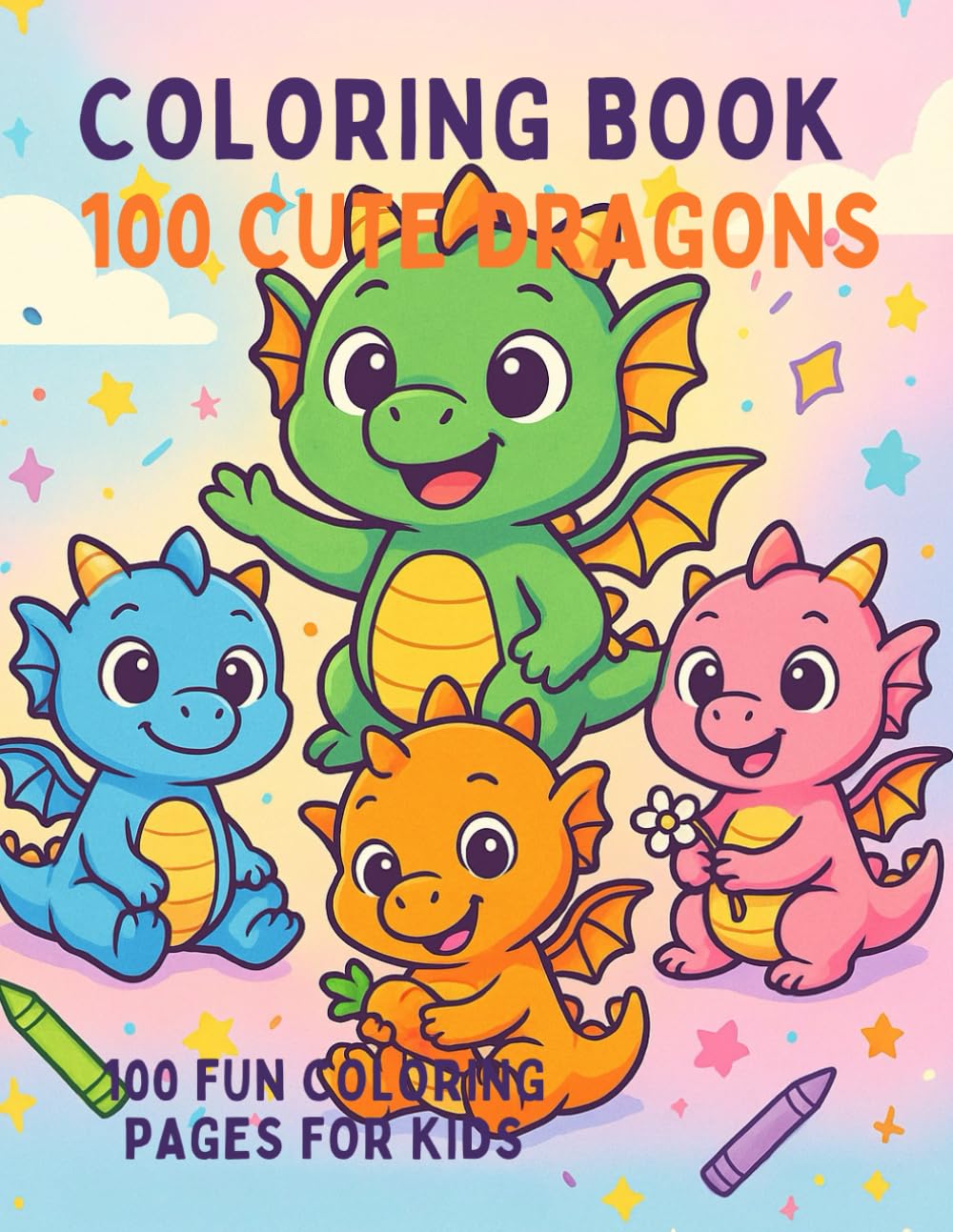 Coloring book 100 cute dragons