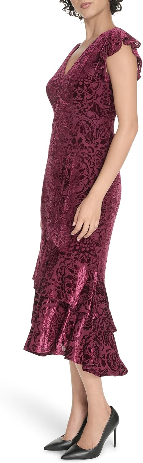 Tommy Hilfiger Womens Flutter Sleeve Flounce Hem Empire Waist Dress - Image 3