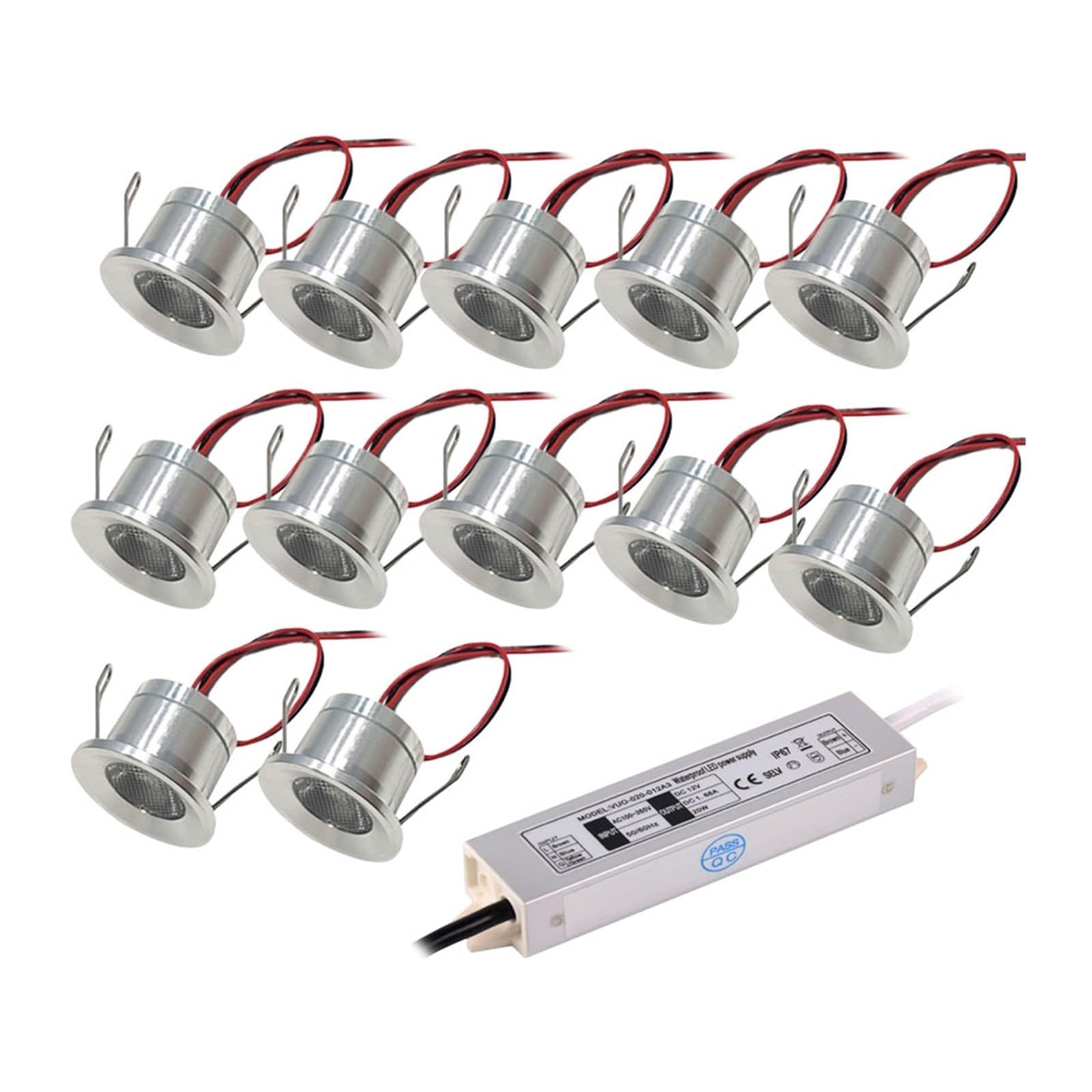 LGJEGD 12V DC Mini Downlight Recessed Lighting Mini Puck Lights Spotlight, 12Pack Dimmable 24mm IP65 1W Spotlight Fixtures (Warm white 3000k)