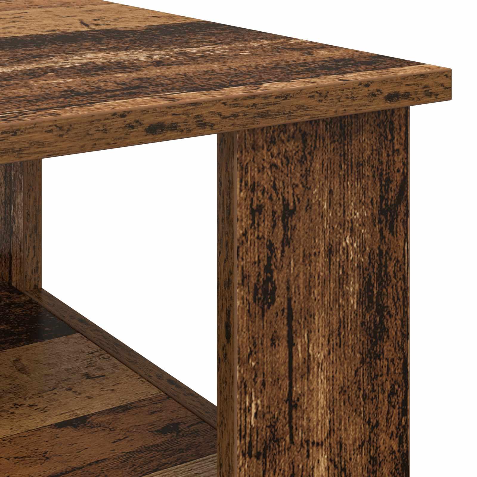 Tavolino da salotto in legno vecchio rettangolare 57 x 55 x 45 cm con ripiano contenitore, mobiletto moderno per soggiorno, salotto, ufficio, camera, angolo decorazione salvaspazio