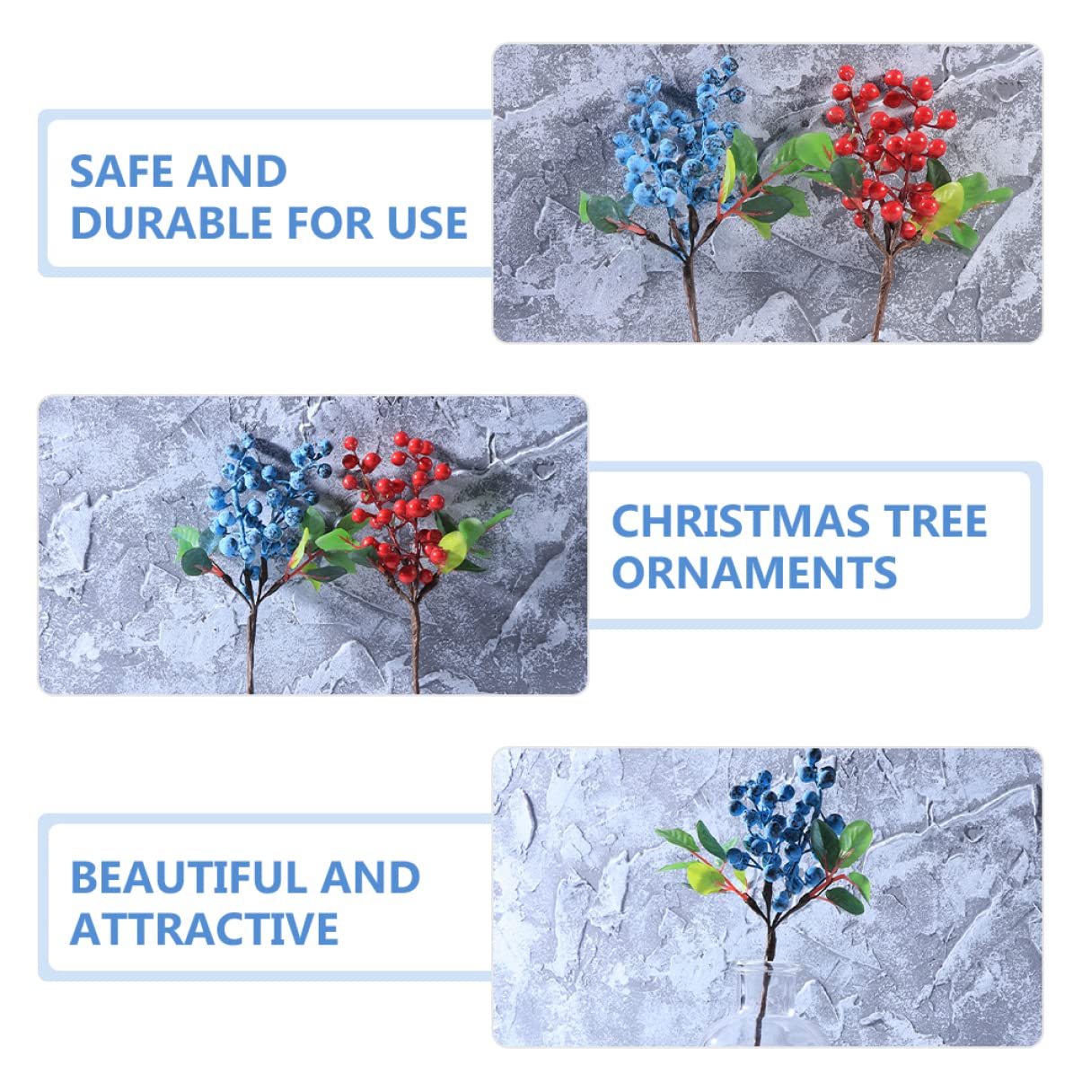 jojofuny 3 Set Di Bacche Artificiali Di Natale Bacche Di Agrifoglio Rami Decorazioni Di Bacche Artificiali 5 Pezzi*3