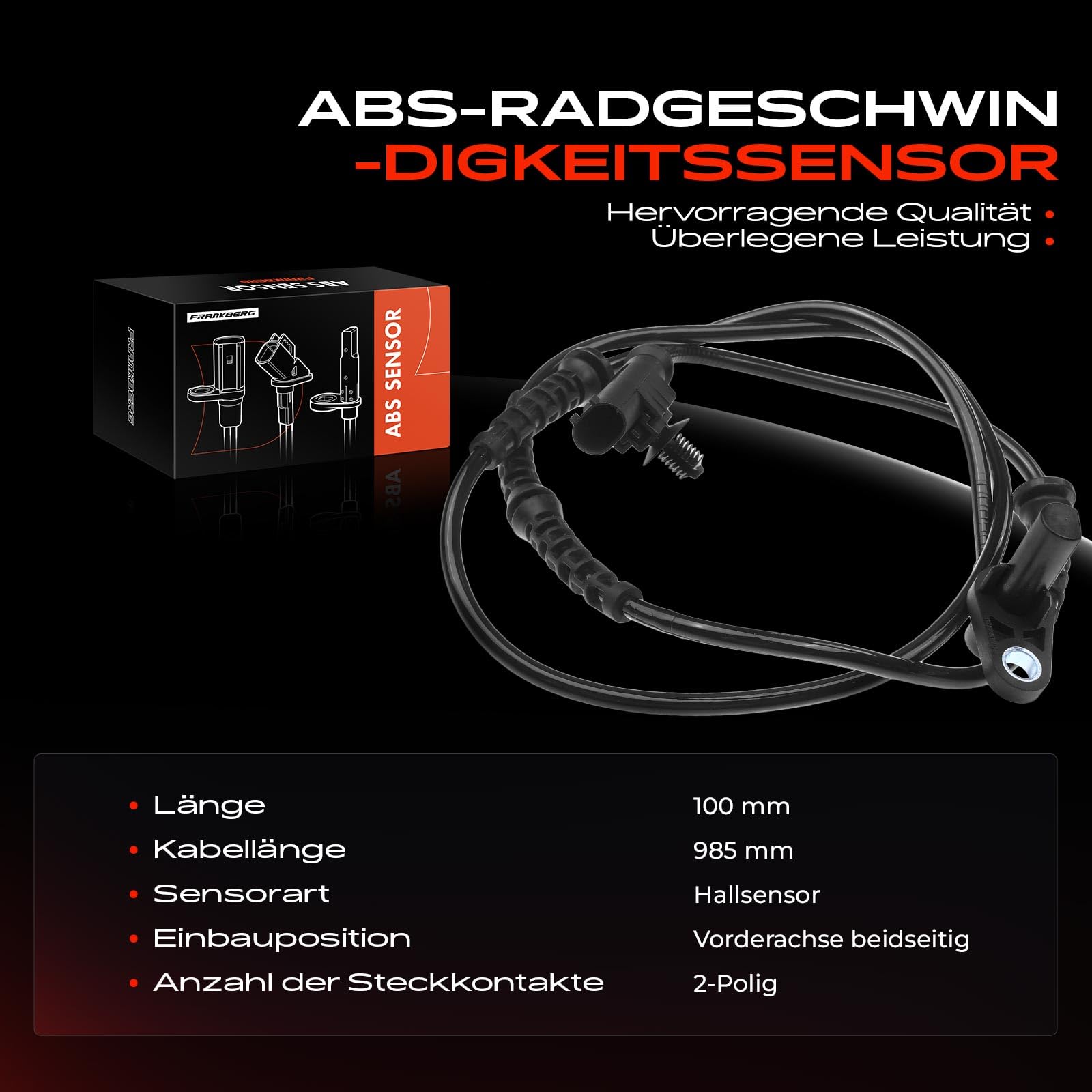 Frankberg Sensore Velocità Ruota ABS Sensore ABS Compatibile con Discovery IV L319 2.7 TD 4x4 3.0 TD 4x4 3.0 SDV6 4x4 3.0 4x4 5.0 V8 4x4 2009-2017 Replace# AH229E731AB,5S12780