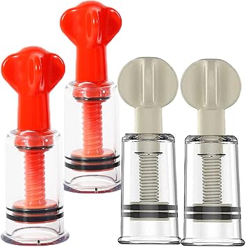 Jesakmie 4pcs Big Size Nipple Sucker for Flat or Inverted Shy Nipples, Red Black Portable Nipple Pump Sucker, Inverted Nipple Puller Suction for Breastfeeding Women 2pcsbig Red + 2pcsbig White