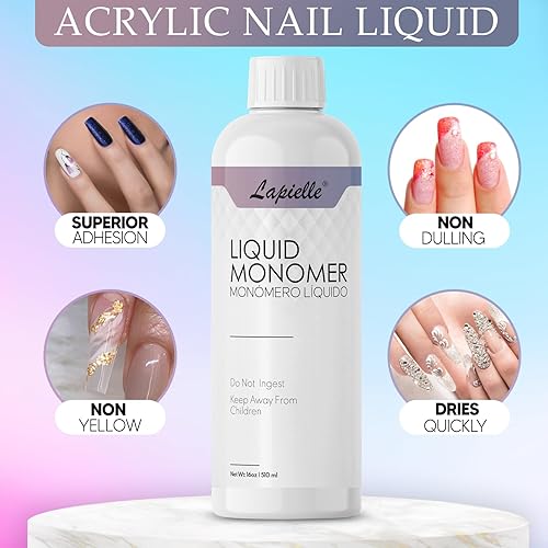 Miniatura 7 de Polvo acrílico profesional para arte de uñas. Larga duración, gran capacidad y secado rápido. (16 oz transparente) y líquido de uñas acrílicas