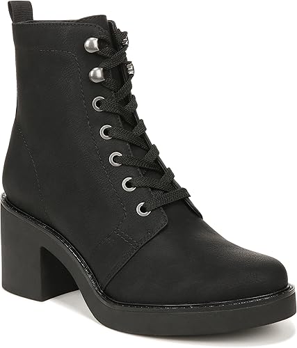 LifeStride Womens Rhodes Combat Block Heel Boot Black 10 M