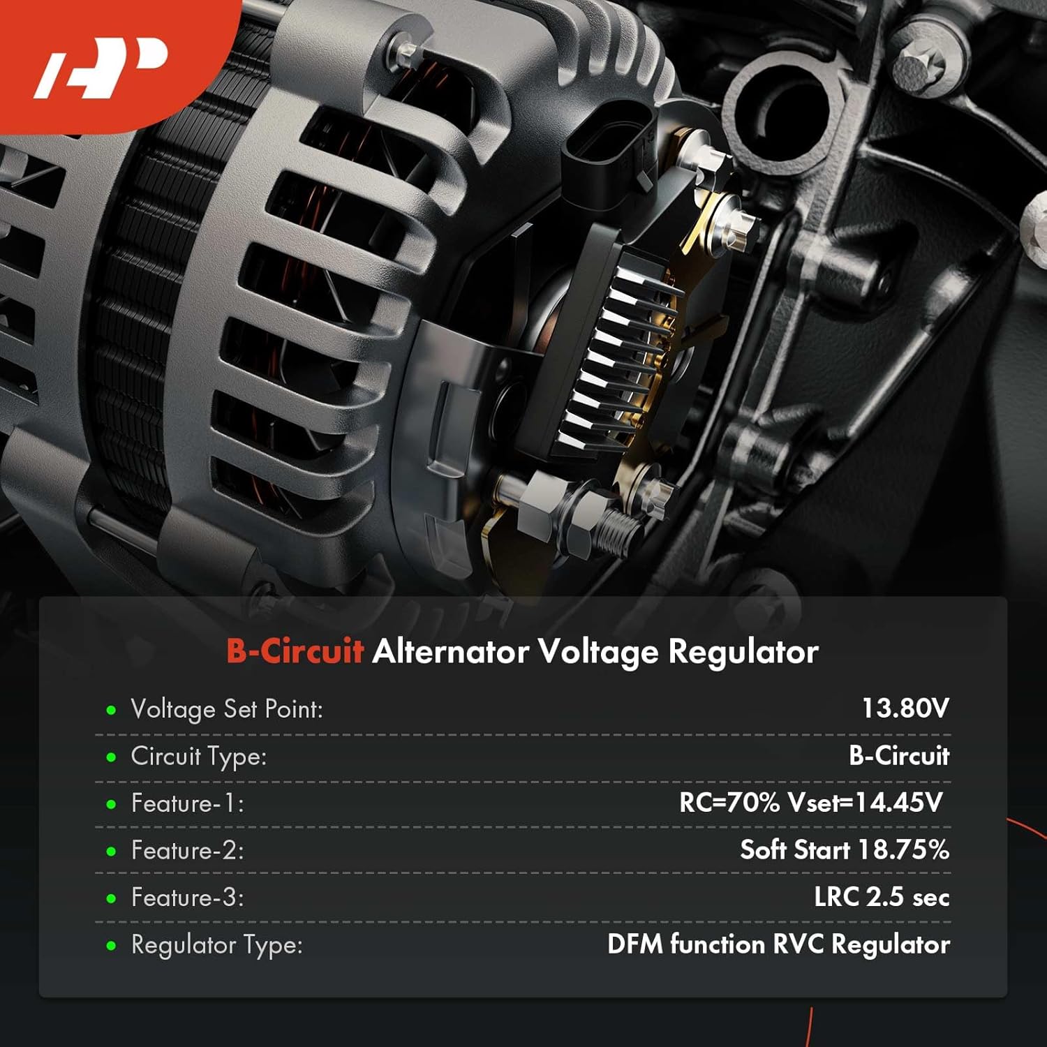A-Premium Alternator Voltage Regulator Compatible with Chevrolet Aveo 2005-2010 1.6L, 13.8V B-Circuit 13.8 Vset