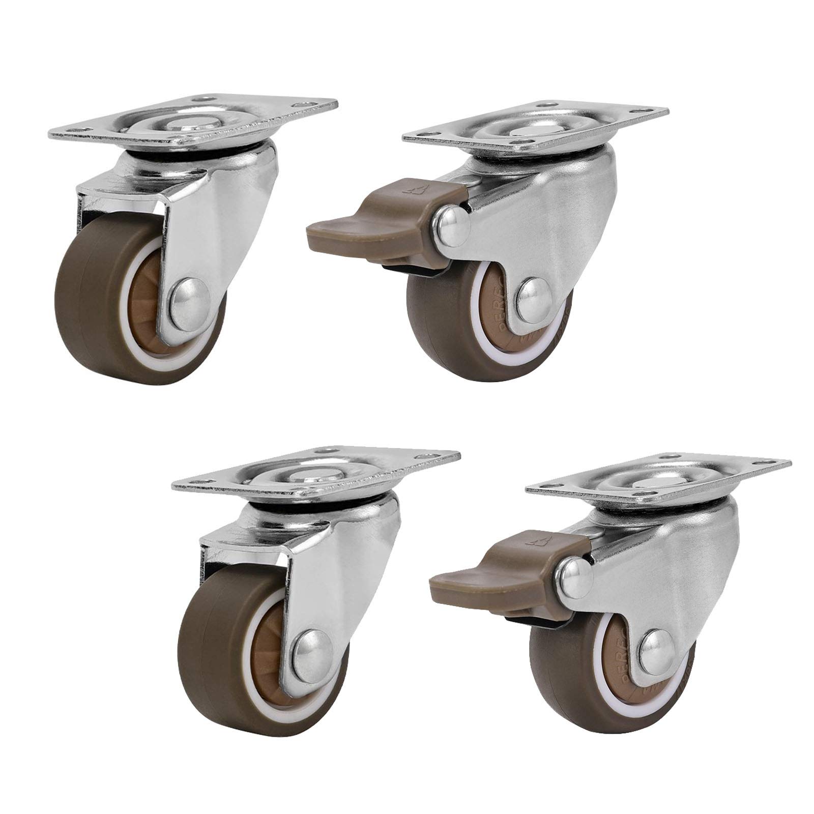 Roulettes pour meuble sans bruit plaques industrielles pivotantes en caoutchouc